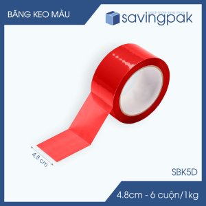 SBK5D - 3 cuộn băng keo màu khổ 4.8cm loại 1kg/6 cuộn - Đỏ - Băng keo băng dính đóng hàng