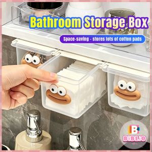 Clear Pull-Out Drawer Storage Organizer Bathroom Counter Container for Cotton Pads Cotton Swabs 1Pc