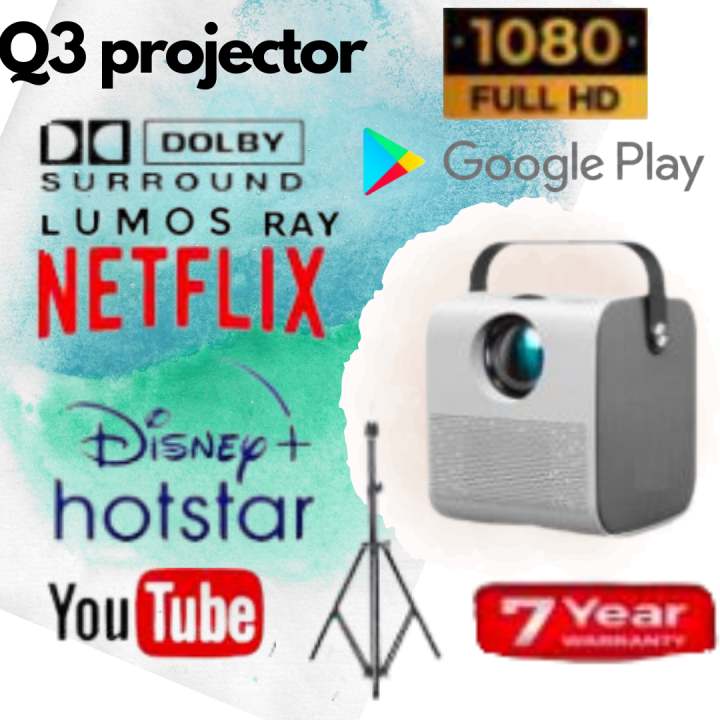 Projector Q3 LOMUS Smart Projector Q3 Pro HD 1080P 6000 Lumens WiFi LED LCD Screen ...
