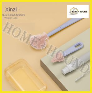 HOME + HOUND 5-in-1 Travel Baby Bottle Brush Set Multifunctional Pacifier Brush Silicone Baby Milk Bottle Cleaning Nipple Brush Straw Cleaner Brush