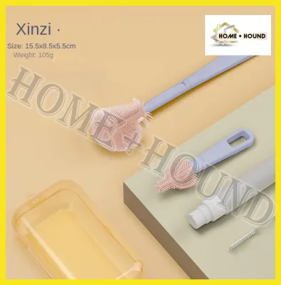 HOME + HOUND 5-in-1 Travel Baby Bottle Brush Set Multifunctional Pacifier Brush Silicone Baby Milk Bottle Cleaning Nipple Brush Straw Cleaner Brush