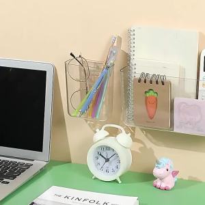 Wall-Mounted No-Drill Storage ClearBedside Organizer Remote Holder