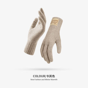 Autumn Winter New Style Wool Knitted Gloves Women Cycling Windproof Cold-Proof Fleece Lining Thickened Korean Version Warm Wool Gloves