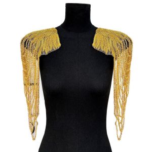 FOUNDTWO 2Pcs Dây chuyền tua dài Phụ kiện trang trí vai dây xích tua rua Miếng vá may tự làm Cổ điển Đồ trang trí vai sequin Dây đeo vai trang phục sân khấu Tua rua có thể tháo rời Khăn quàng vai lấp lánh Phụ kiện thời trang