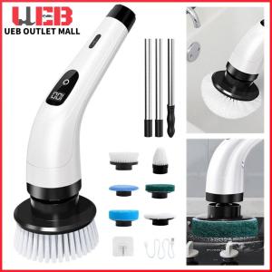 UEB Electric Spin Scrubber with 2 Speeds and Extendable Handle for Deep Cleaning in Kitchen and Bathroom
