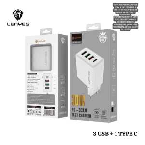 V126 ADAPTOR CHARGER 30W 4 IN 1 USB TIPE TYPE C PD SUPER 4PORT FAST CHARGING SUPERCHARGING 3 USB 1 T