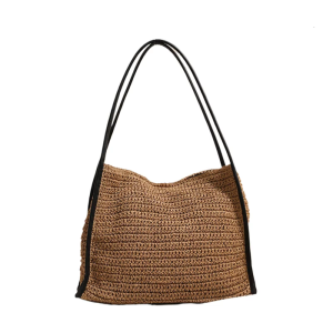 Convenient Straw Bag Large Capacity Shoulder Bag Breathable Travel Handbag for Beach Trips and Shopping Outdoor Activity