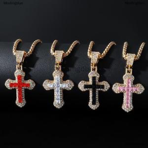 [COD] Modingdue Fashion Rhinestone Cross Pendant Necklace For Men Women Versatile Sweater Chain Hip Hop Cross Necklace Jewelry Accessories Gifts