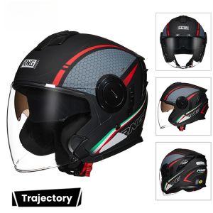 New motorcycle helmet 3/4 half helmet riding helmet adult electric bike helmet sturdy and durable inner and outer dual lens helmet