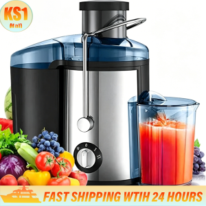 Household Electric Juicer 7CM Large Caliber Whole Fruit Juicer Automatic Juice Slag Separation Heavy Duty Fruit Vegetable Fresh Juice Maker Low Noise Juicer