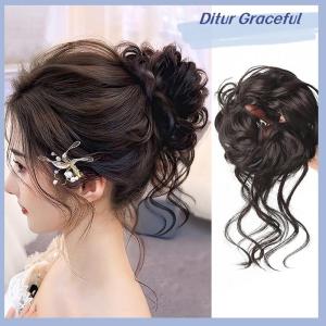 Ditur Synthetic Curly Bun Messy Claw Chignon Clip Elastic Hair Scrunchies Hairpieces Donut Updo Hair Pieces For Women