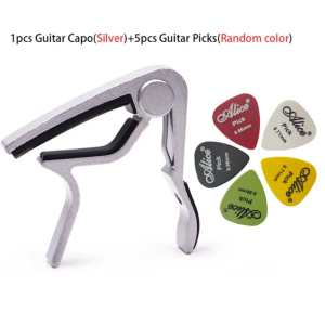 KAWES Guitar Capo Quick Change Clamp Key Acoustic Classic Universal Guitar Capo  with  Picks