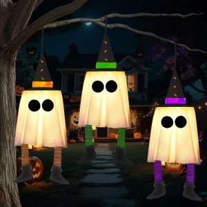 XIAHU với nắp hình nón Bóng ma treo trang trí Halloween Sử dụng pin Sáng rực Đèn Halloween Đồ trang trí Halloween Đèn LED hình mũ phù thủy dành cho bữa tiệc nhà ma ám