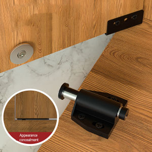 Ginca Hidden Hinge CT Corner Black Double Round Head Plastic Magnetic Door Drawer Cabinet Catch Invisible Door Pivot Hinges