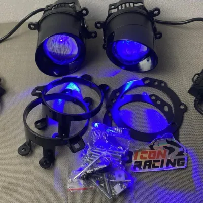 PROMO-Sepasang Foglamp 3inc C990 LUNOX Allweater Upgrade Honda dan Toyota Blue Lens Bonus Breket Foglamp Universal - D&L SHOP7