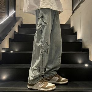 Asian Size American Hiphop Star Jeans Men Pants Mens High Street Trendy Brand Loose Straight Leg Wide Leg Pants Jeans Men Pants2026