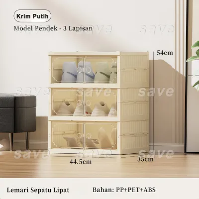 Save Mall Lemari Sepatu Lipat Tertutup Anti Debu Rak Penyimpanan Sepatu Transparan Tanpa Perakitan Cocok untuk Ruang Sempit & Penyimpanan Rapi