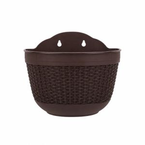 SQMETR Bán tròn Chậu cây giả mây Gắn trên tường Thiết kế treo Chậu trồng cây Sáng tạo Nhựa tổng hợp. Chậu hoa trang trí sân vườn. Dành cho cây mọng nước