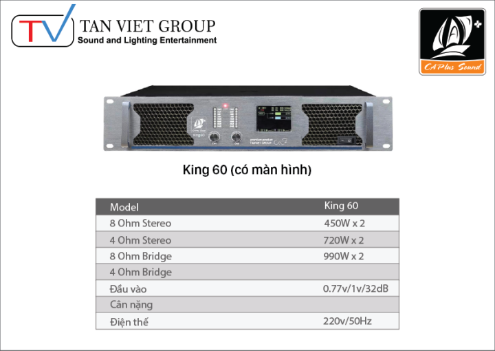 Cục đẩy 2 kênh Caf CAPlus King 60 pro