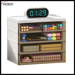 【Vktech】 4 Tier Desk Drawer Organizer W/ 5 Drawers Drawers Storage Unit Stackable Desk Storage Box for Office School 【1-3 days Delivery】