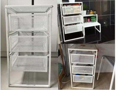 IKEA Lennart 3 Tier Bedside Table Kitchen Spice Rack Office File Rack Wardrobe Organizer Space Saver Storage Pull Drawer Unit Laci Tudung