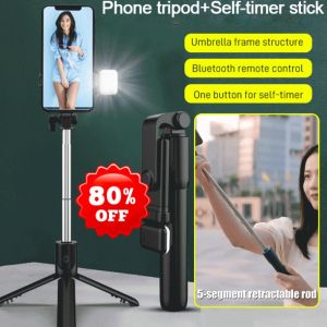 Gậy chụp ảnh tự sướng điều khiển từ xa có đèn led trợ sáng xuay 360 độ..gấp gọn bỏ túi tiện lợi..CÓ ĐÈN