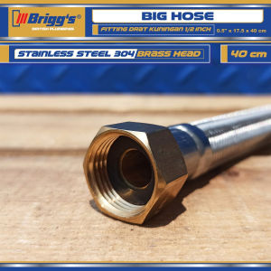 Selang Flexible Brass Head Stainless Steel Briggs 1/2"x 17.5 mm Panas Water Heater