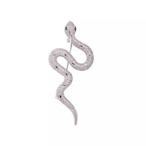 COVIEEZB Lấp lánh Trâm cài hình con rắn hoàng đạo Cổ điển Tối giản Ghim cổ áo động vật kim cương giả Thường ngày Thanh Lịch Tinh Tế Ghim cài ve áo hình rắn Quà tặng trang sức