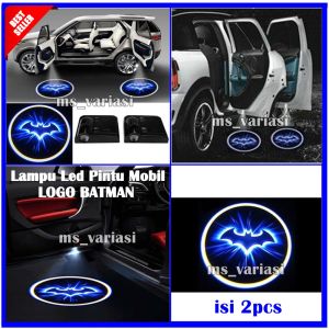 Lampu Pintu Mobil Logo LED Karakter BATMAN Isi 2pcs Otomatis Proyektor Nyala Saat Pintu Terbuka MSV