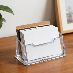INVADER Thickened Business Card Holder Clear Acrylic Single Layer Card Display Box Durable Business Card Display Stand Office Supplies