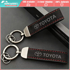 Leather Trendy Brand Toyota LOGO Keychain Car Keychain Business Metal Keyring Head Multi-color Optional Key Buckle Ring Chain Gift Toyota Vios Innova Fortuner Corolla Wigo Avanza Hilux Hiace Rav4 Revo Rush Camry Yaris Tamaraw FX FJ Cruiser Prado