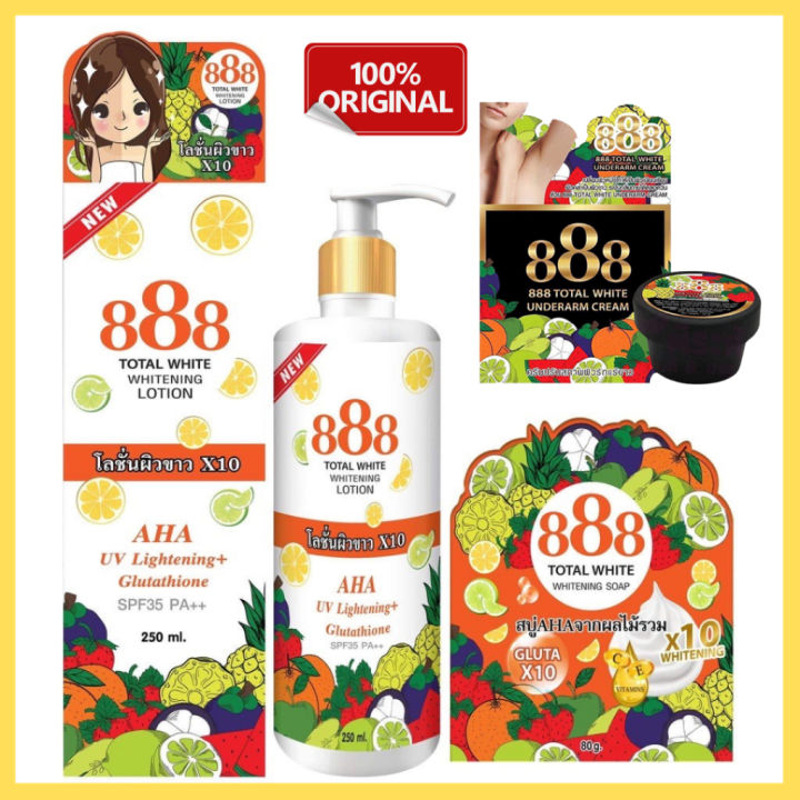 Original 888 Total White Whitening Lotion/Whitening Soap/Underarm Cream  made in Thailand Bestseller Underarm Cream Niacinamide L-Glutathione Soap  Citrus Lemon Extract - Lazada | Lazada PH