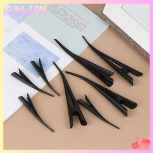 [KUNLIAN] คลิปหนีบผมโลหะยาว12.5ซม. 4ชิ้นคลิปหนีบผมปากเป็ดดอกไม้กลวงอุปกรณ์เสริมสำหรับผมคันชักรูปฟันเป็ดคลิปสำหรับทำผมร้านทำผมกิ๊บหนีบผมสีดำ