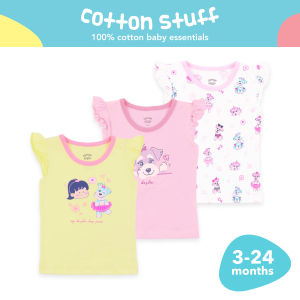 Cotton Stuff Best Friend Collection Baby Ruffle Blouse for Girls 100% Cotton Baby Clothes 3pcs (3-24 Months)