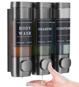 Soap Dispenser WallmountedTriple Shampoo and Conditioner Dispenser No Drilling ABS for Bathroom Kitchen Hotel Restaurant 300ML Keimav