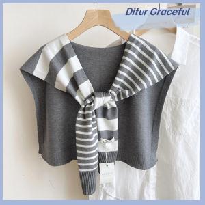 Ditur New Match Black And White Knitted Striped All-Matching Fashion Decoration Website Red Plus-Sized Neck Protection Shoulder Shawl
