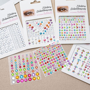 ZEEMIN 1Pcs Star & Moon Face Gems Diamond Sticker 5D Water Drops Heart Shiny Rhinestone Eye Nail Body Makeup Tattoo Eyeshadow Stickers