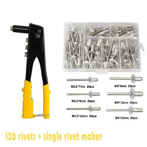 【super low price】Portable Hand Riveter 2.4-4.8mm 4 Nosepieces Aluminum & Steel Easy Grip
