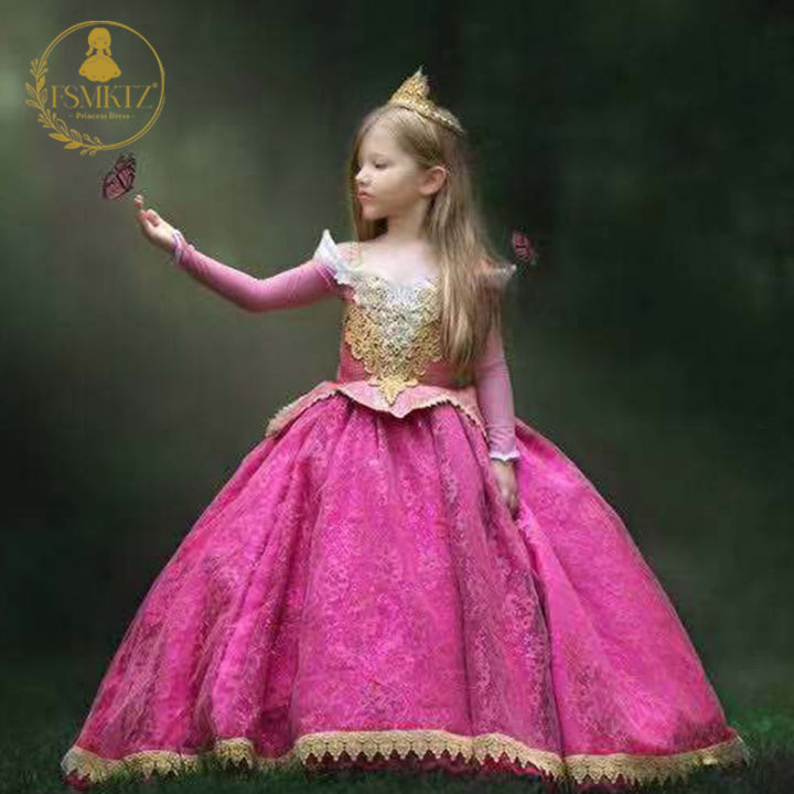 FSMKTZ Sleeping Girls Beauty Aurora Princess Dress Long Sleeves