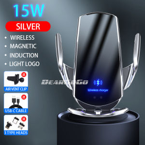 🇸🇬[Ready Stock] Automatic 15W Magnetic Wireless Car Charger Suitable For Most Mobile Phones Dashboard Bracket Air Vent Car Phone Holder for iPhone 12-16 Samsung etc With Magnetic Connectors