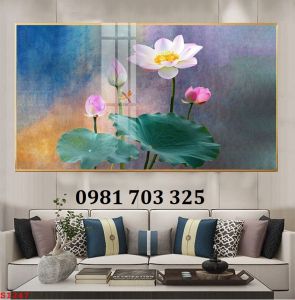 Gạch tranh 3d đẹp hoa sen