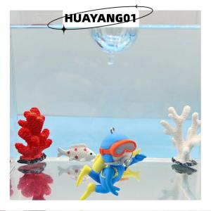 HUAYANG01 [HOT FASHION] ของตกแต่งตู้ปลารูปปลาวาฬรูปหญิงสาวพร้อมลูกบอลพลาสติกลอยน้ำได้ถังปลานักดำน้ำเครื่องประดับตกแต่งตัวการ์ตูนน่ารัก