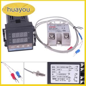 huayou 100-240VAC PID REX-C100 Temperature Controller SSR-40A Thermocouple
