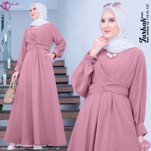 Gamis Remaja Simpel Basic Farhah Dress Cutting Kimono Bahan Crinckle Airflow | GOODSAJI HIJABSTUFF