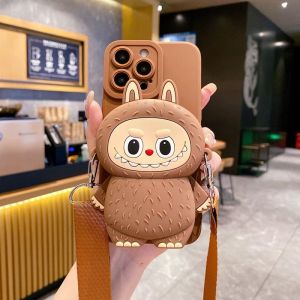 OPPO Reno 5F 7 8 10 11 12 13 13F Pro Pro+ Plus 4G 5G TPU cute labubu bag sling strap wallet phone case casing cover 手机壳