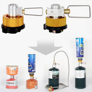 [ezrae Libun] อะแดปเตอร์เติมเตาแก๊ส1เซ็ตอะแดปเตอร์เติมแก๊สตั้งแคมป์กลางแจ้งอะแดปเตอร์แปลงถังแบนประหยัดก๊าซบวกตัวเปลี่ยนแก๊ส