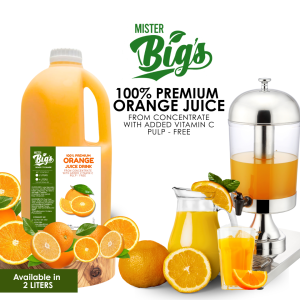 Mister Bigs Orange Juice Ready-to-Drink 2L | Naturally Refreshing Citrus Juice Beverage | Chilled Fruit Drink for Home & Foodservice Use