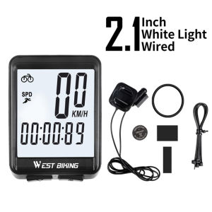 WEST BIKING Waterproof Bicycle Computer Wireless Wired MTB Bike Cycling Odometer Stopwatch Speedometer Watch LED Digital Rate IC321 Bicycle Accessories