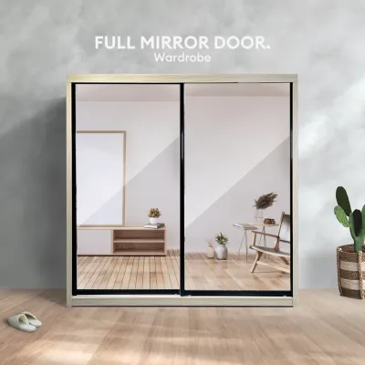✨ Free Install ✨ Oak 6x8ft & 8x8ft Anti-Jump Sliding Door Wardrobe - Melamine Board - Wardrobe Clothes Cabinet - Bahagia Almari Baju - Bedroom ~ 衣橱 131
