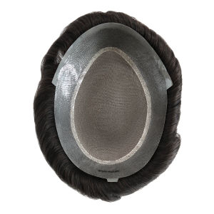 100% Human Hair System for Men Fine Mono with 1" Poly Coating in Perimeter Men Toupee Hair Replacement Natural Looking Wig Hairpiece for Men